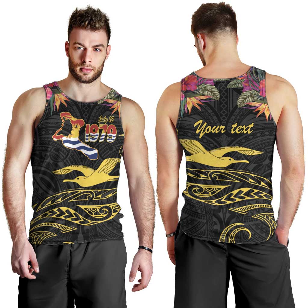 Kiribati Independence Day Personalised Men Tank Top Gold Frigatebird with Polynesian Pattern