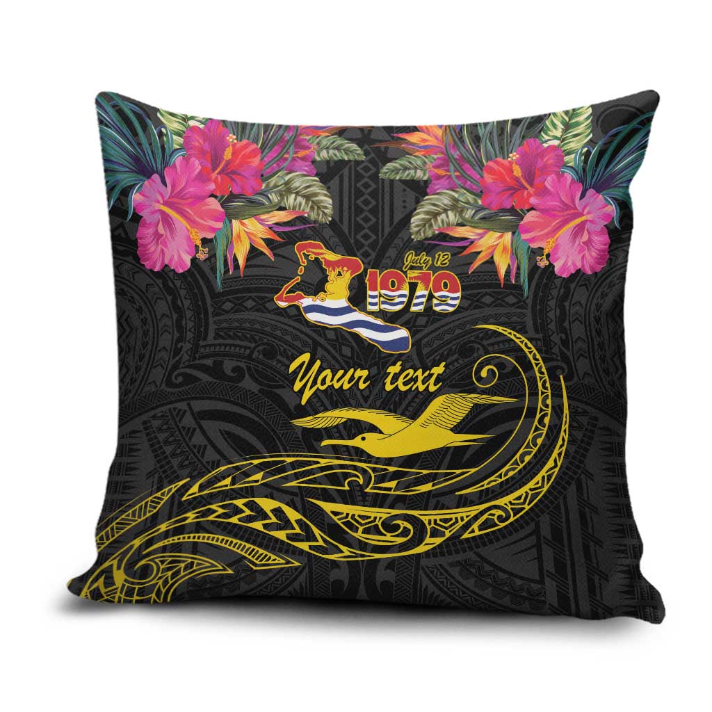 Kiribati Independence Day Personalised Pillow Cover Gold Frigatebird with Polynesian Pattern - Polynesian Pride