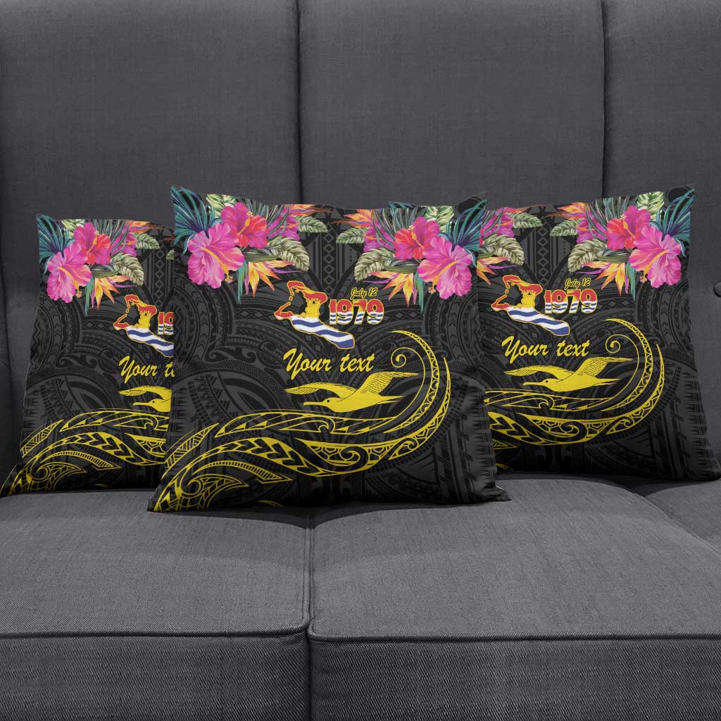 Kiribati Independence Day Personalised Pillow Cover Gold Frigatebird with Polynesian Pattern - Polynesian Pride