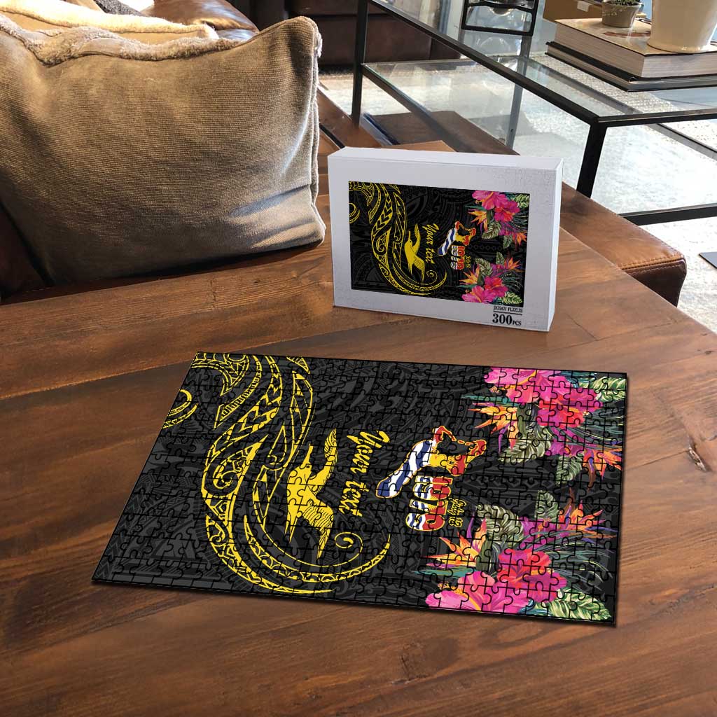 Kiribati Independence Day Personalised Puzzle Gold Frigatebird with Polynesian Pattern - Polynesian Pride