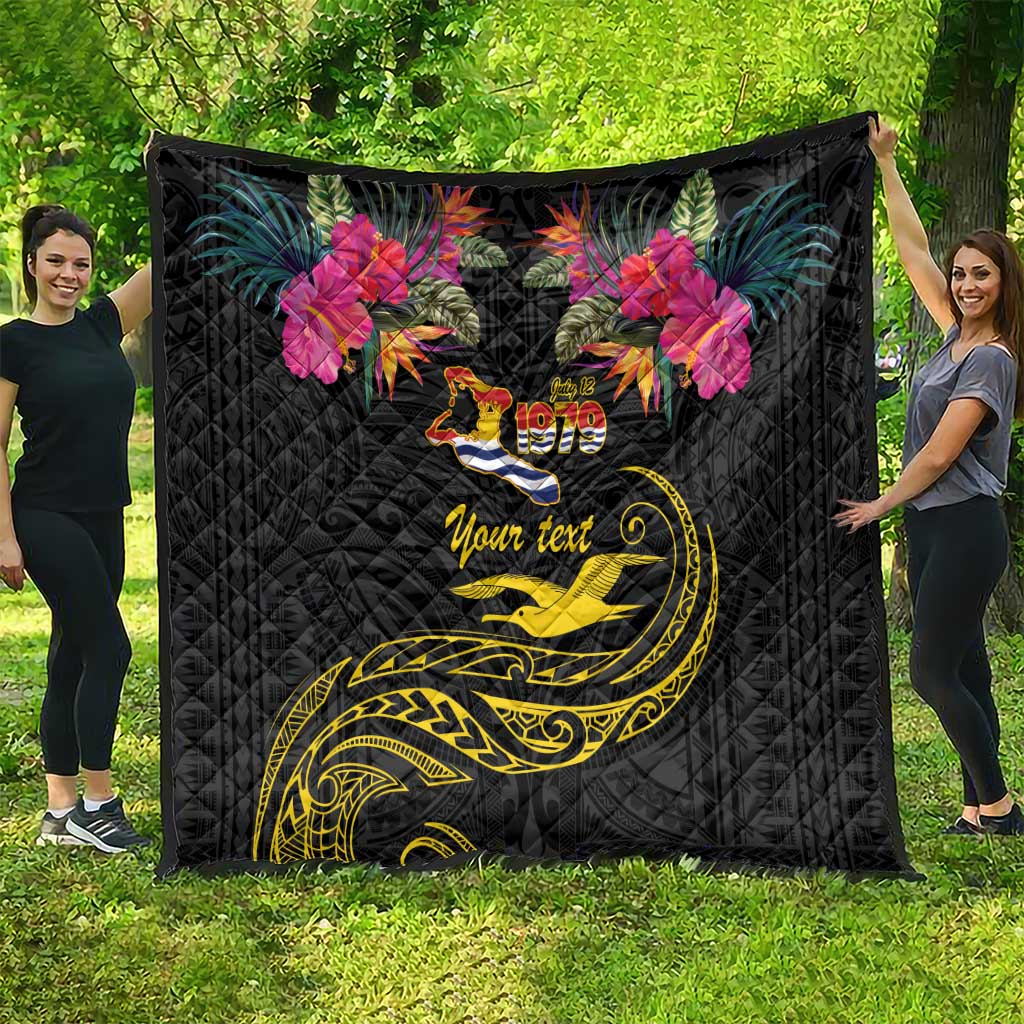 Kiribati Independence Day Personalised Quilt Gold Frigatebird with Polynesian Pattern