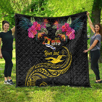 Kiribati Independence Day Personalised Quilt Gold Frigatebird with Polynesian Pattern