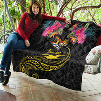 Kiribati Independence Day Personalised Quilt Gold Frigatebird with Polynesian Pattern