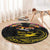 Kiribati Independence Day Personalised Round Carpet Gold Frigatebird with Polynesian Pattern