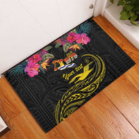 Kiribati Independence Day Personalised Rubber Doormat Gold Frigatebird with Polynesian Pattern