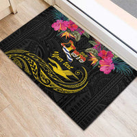 Kiribati Independence Day Personalised Rubber Doormat Gold Frigatebird with Polynesian Pattern