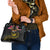 Kiribati Independence Day Personalised Shoulder Handbag Gold Frigatebird with Polynesian Pattern