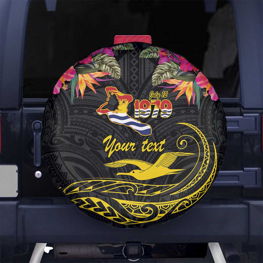 Kiribati Independence Day Personalised Spare Tire Cover Gold Frigatebird with Polynesian Pattern