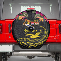 Kiribati Independence Day Personalised Spare Tire Cover Gold Frigatebird with Polynesian Pattern