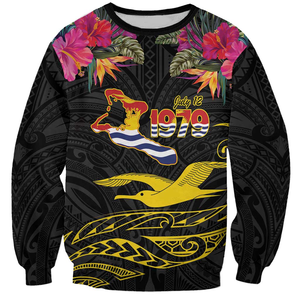 Kiribati Independence Day Personalised Sweatshirt Gold Frigatebird with Polynesian Pattern