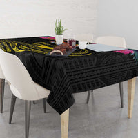 Kiribati Independence Day Personalised Tablecloth Gold Frigatebird with Polynesian Pattern