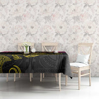 Kiribati Independence Day Personalised Tablecloth Gold Frigatebird with Polynesian Pattern
