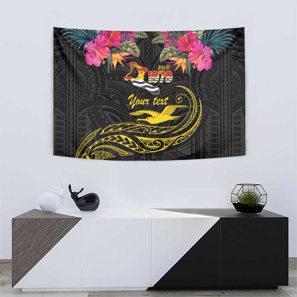 Kiribati Independence Day Personalised Tapestry Gold Frigatebird with Polynesian Pattern