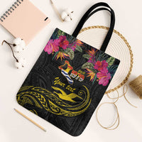Kiribati Independence Day Personalised Tote Bag Gold Frigatebird with Polynesian Pattern - Polynesian Pride