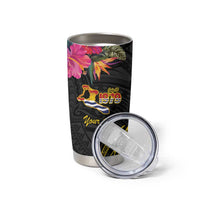 Kiribati Independence Day Personalised Tumbler Cup Gold Frigatebird with Polynesian Pattern