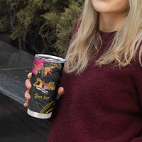 Kiribati Independence Day Personalised Tumbler Cup Gold Frigatebird with Polynesian Pattern