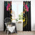 Kiribati Independence Day Personalised Window Curtain Gold Frigatebird with Polynesian Pattern