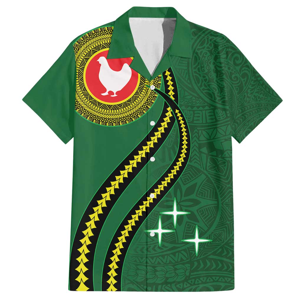 Manua Islands Polynesian Style Family Matching Long Sleeve Bodycon Dress and Hawaiian Shirt LT9 Dad's Shirt - Short Sleeve Green - Polynesian Pride