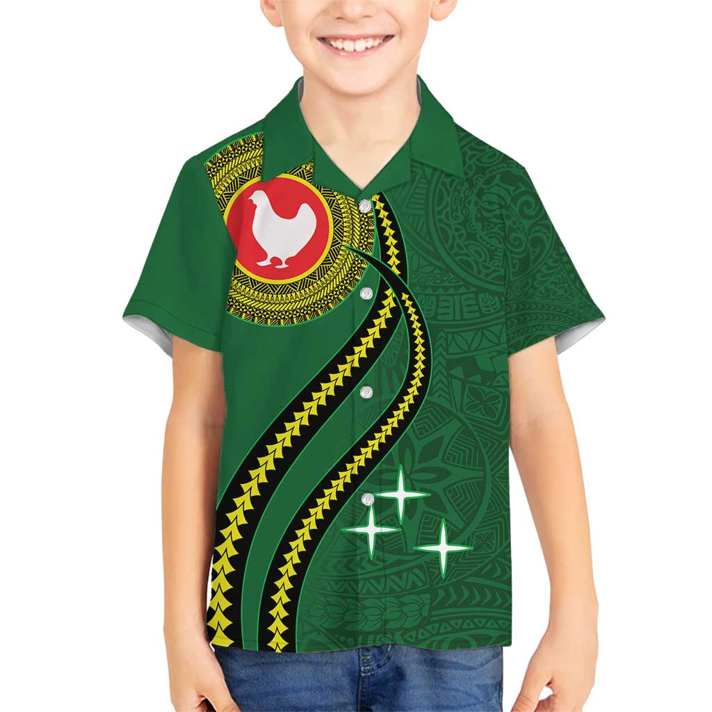 Manua Islands Polynesian Style Family Matching Long Sleeve Bodycon Dress and Hawaiian Shirt LT9 Son's Shirt Green - Polynesian Pride