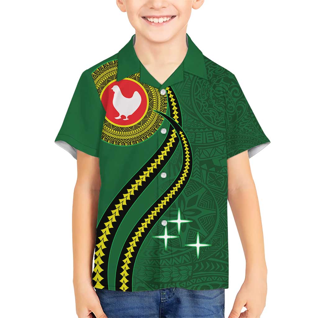 Manua Islands Polynesian Style Family Matching Short Sleeve Bodycon Dress and Hawaiian Shirt LT9 Son's Shirt Green - Polynesian Pride
