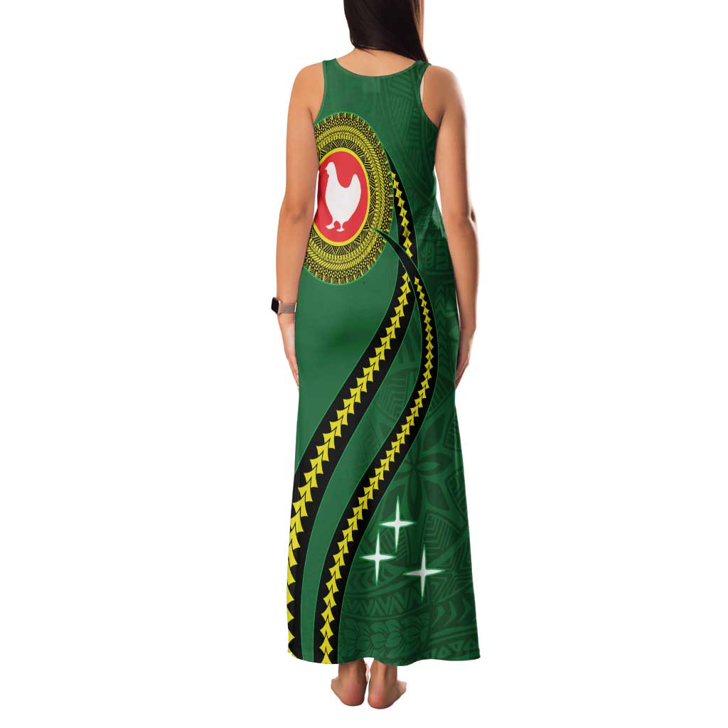 Manua Islands Polynesian Style Family Matching Tank Maxi Dress and Hawaiian Shirt