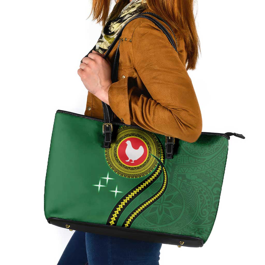 Manua Islands Polynesian Style Leather Tote Bag