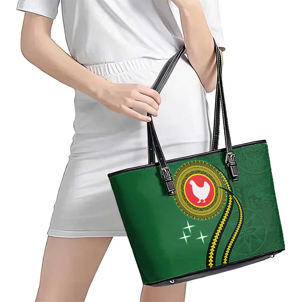 Manua Islands Polynesian Style Leather Tote Bag