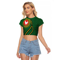 Manua Islands Polynesian Style Raglan Cropped T Shirt