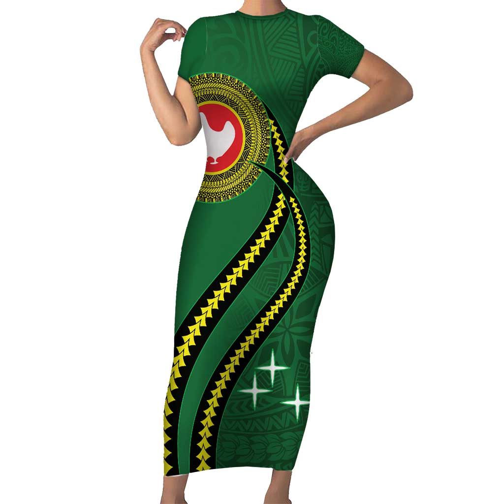 Manua Islands Polynesian Style Short Sleeve Bodycon Dress