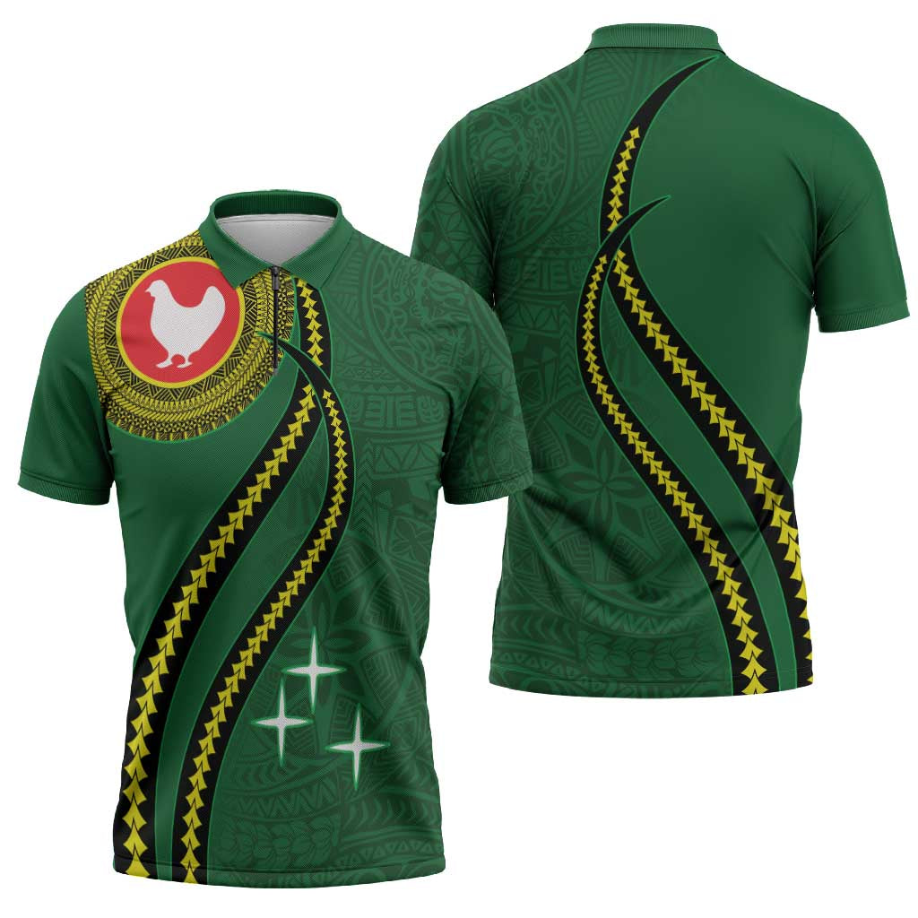 Manua Islands Polynesian Style Zipper Polo Shirt - Polynesian Pride