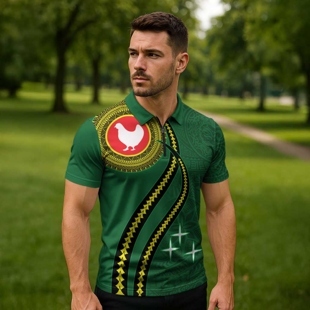 Manua Islands Polynesian Style Zipper Polo Shirt - Polynesian Pride
