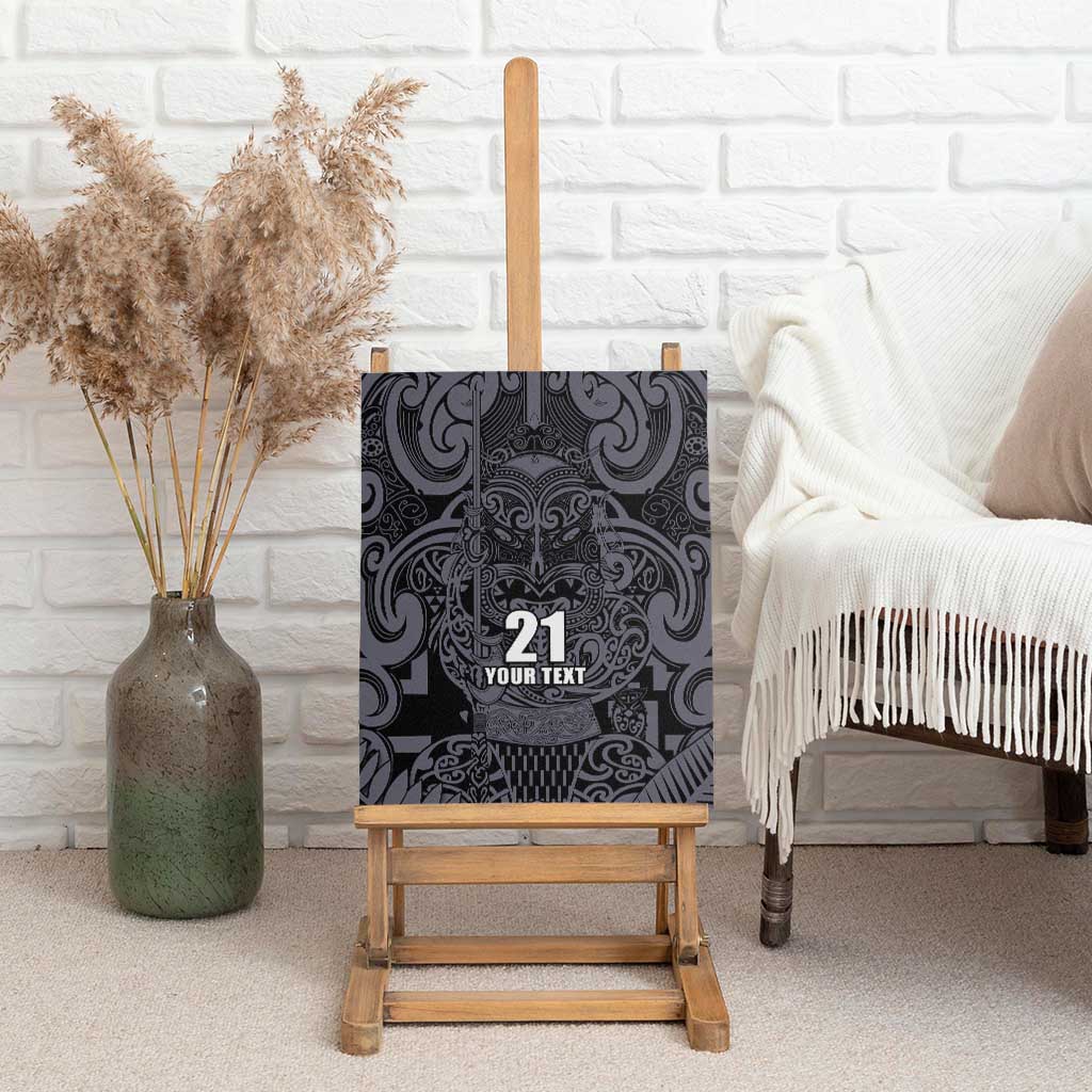 Custom New Zealand Taiaha Maori Canvas Wall Art Minimalist Silver Fern All Black LT9 - Polynesian Pride