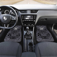Custom New Zealand Taiaha Maori Car Mats Minimalist Silver Fern All Black - Polynesian Pride