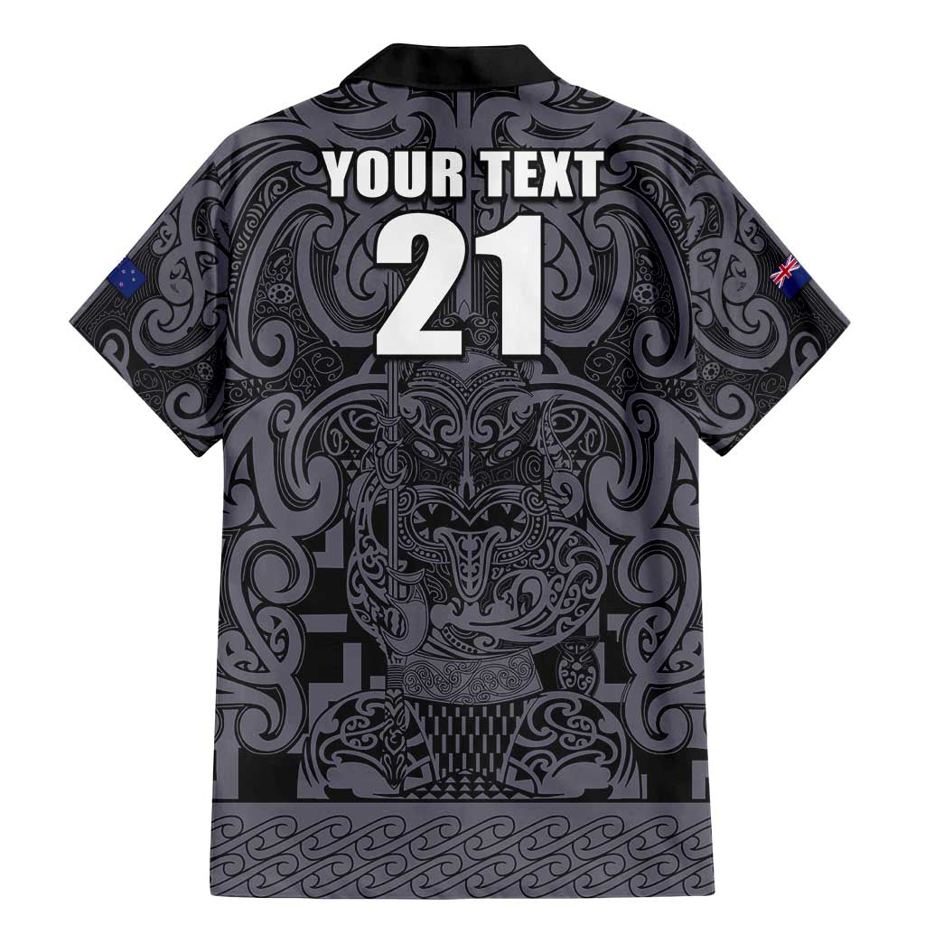 Custom New Zealand Taiaha Maori Family Matching Mermaid Dress and Hawaiian Shirt Minimalist Silver Fern All Black - Polynesian Pride