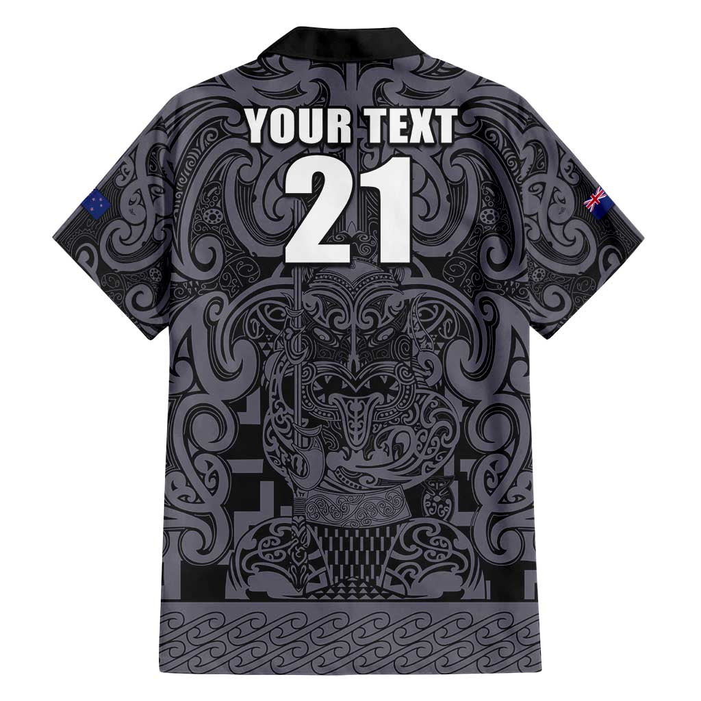 Custom New Zealand Taiaha Maori Family Matching Tank Maxi Dress and Hawaiian Shirt Minimalist Silver Fern All Black - Polynesian Pride