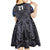 Custom New Zealand Taiaha Maori Kid Short Sleeve Dress Minimalist Silver Fern All Black - Polynesian Pride