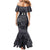 Custom New Zealand Taiaha Maori Mermaid Dress Minimalist Silver Fern All Black - Polynesian Pride