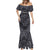 Custom New Zealand Taiaha Maori Mermaid Dress Minimalist Silver Fern All Black - Polynesian Pride
