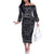 Custom New Zealand Taiaha Maori Off The Shoulder Long Sleeve Dress Minimalist Silver Fern All Black - Polynesian Pride