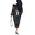 Custom New Zealand Taiaha Maori Off The Shoulder Long Sleeve Dress Minimalist Silver Fern All Black - Polynesian Pride