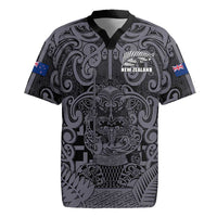 Custom New Zealand Taiaha Maori Rugby Jersey Minimalist Silver Fern All Black - Polynesian Pride