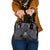 Custom New Zealand Taiaha Maori Shoulder Handbag Minimalist Silver Fern All Black - Polynesian Pride