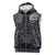 Custom New Zealand Taiaha Maori Sleeveless Zip Hoodie Minimalist Silver Fern All Black - Polynesian Pride