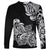 Polynesian Long Sleeve Shirt Pacific Flower Mix Floral Tribal Tattoo Black Vibe LT9 - Polynesian Pride