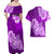 Polynesian Couples Matching Off Shoulder Maxi Dress and Hawaiian Shirt Pacific Flower Mix Floral Tribal Tattoo Purple Vibe LT9 - Polynesian Pride