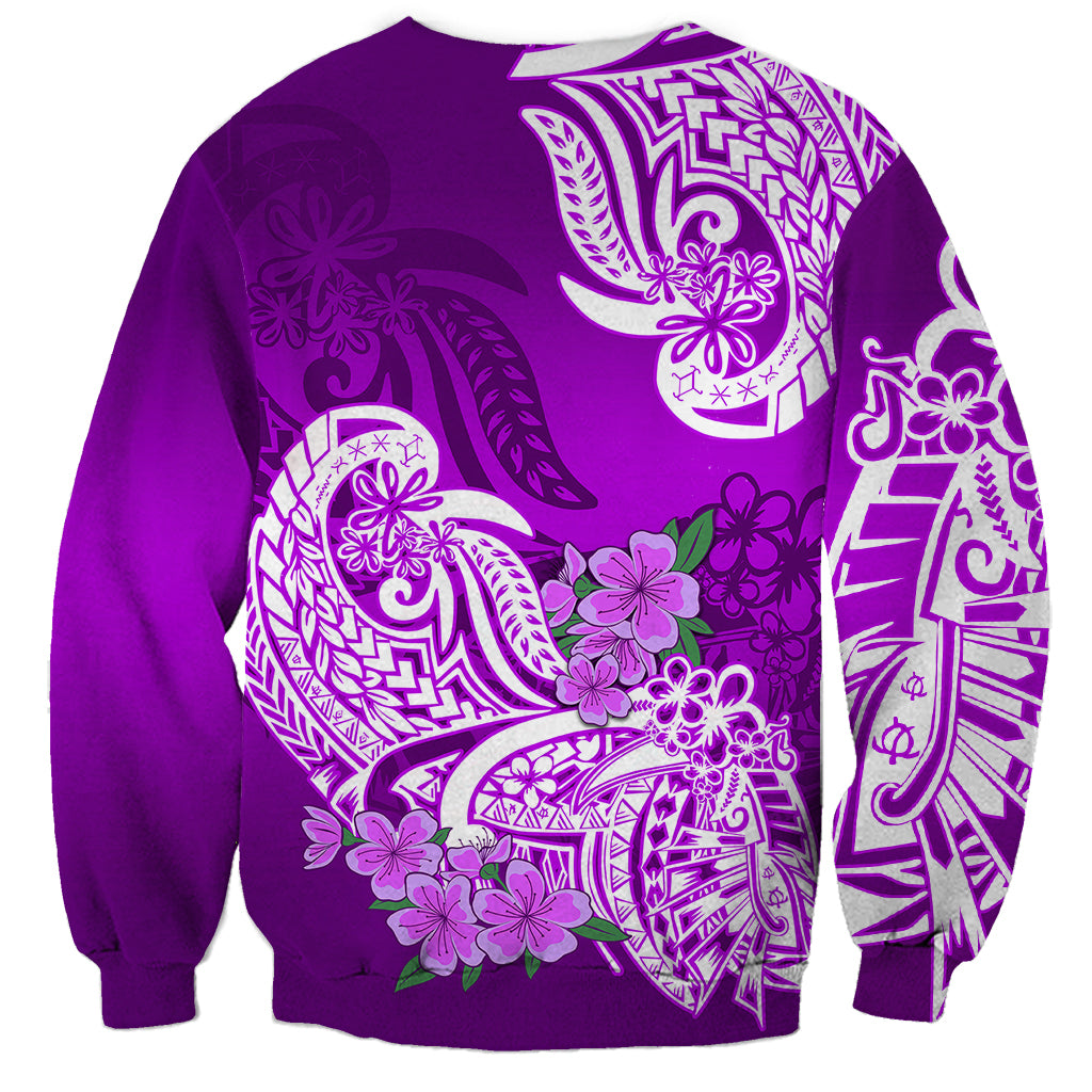 Polynesian Sweatshirt Pacific Flower Mix Floral Tribal Tattoo Purple Vibe LT9 - Polynesian Pride