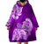 Polynesian Wearable Blanket Hoodie Pacific Flower Mix Floral Tribal Tattoo Purple Vibe LT9 - Polynesian Pride