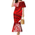 Polynesian Mermaid Dress Pacific Flower Mix Floral Tribal Tattoo Red Vibe LT9 Women Red - Polynesian Pride