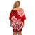 Polynesian Off Shoulder Short Dress Pacific Flower Mix Floral Tribal Tattoo Red Vibe LT9 - Polynesian Pride