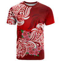 Polynesian T Shirt Pacific Flower Mix Floral Tribal Tattoo Red Vibe LT9 Red - Polynesian Pride